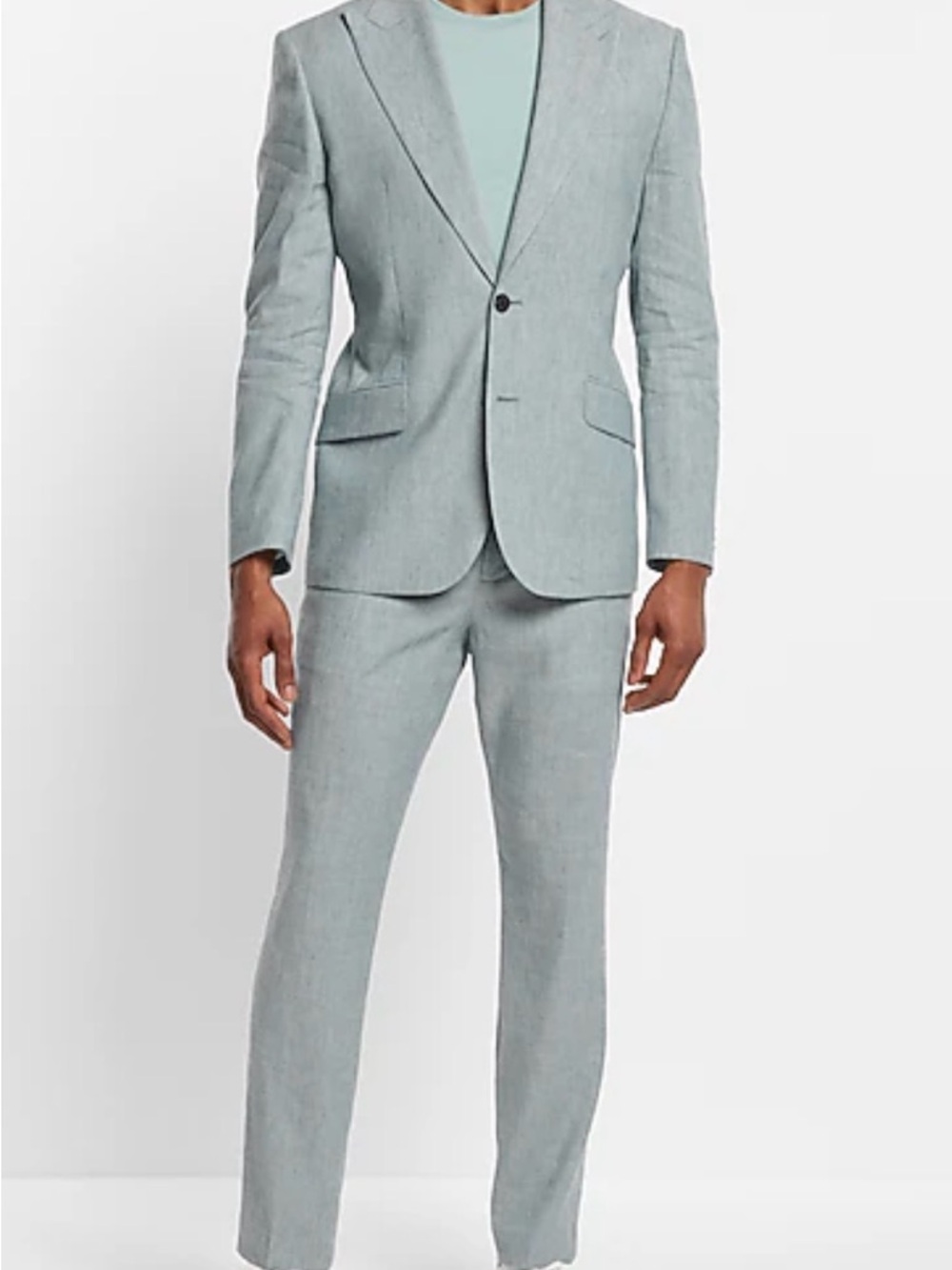 Express Extra Slim Light Blue Wool Blend Two Piece Suit